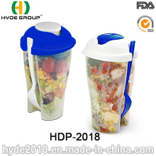 Récipient de salade en plastique de haute qualité avec fourchette (HDP-2018)